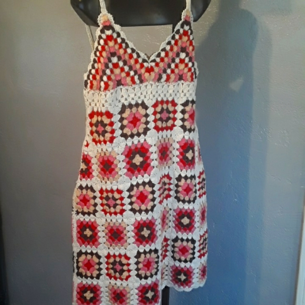 Lucky Brand crochet Square mini dress size large new